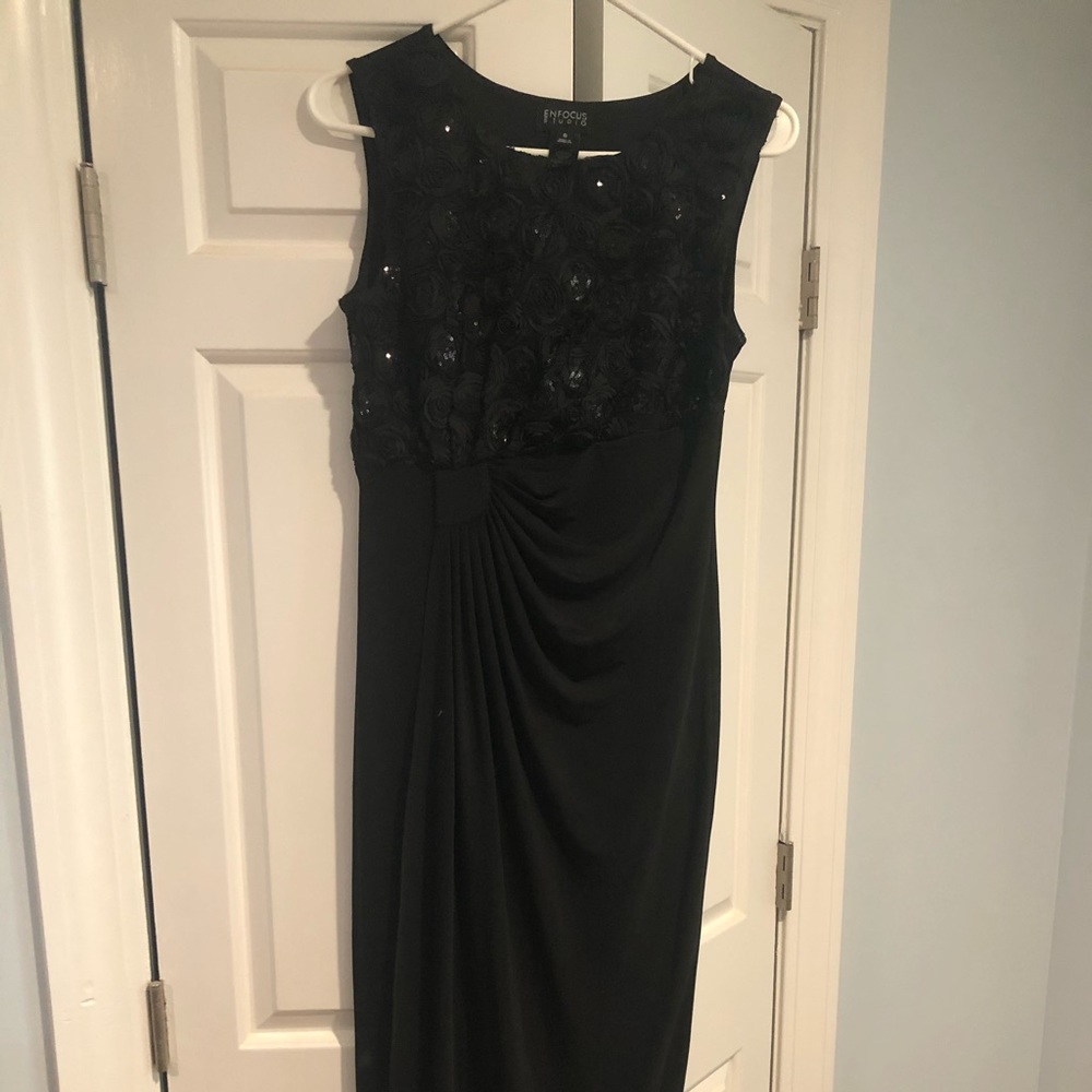 Black long cocktail dress, size 6